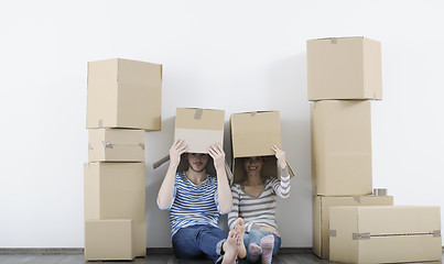 Image showing Young couple moving in new home