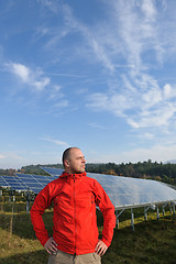 Image showing Male solar panel engineer at work place