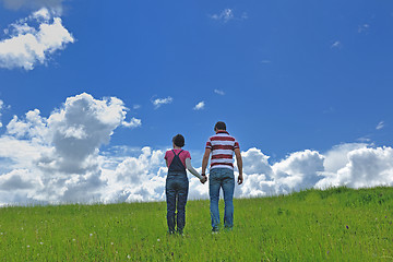 Image showing romantic young couple in love together outdoor