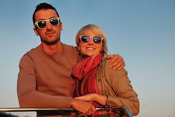 Image showing couple in love  have romantic time on boat