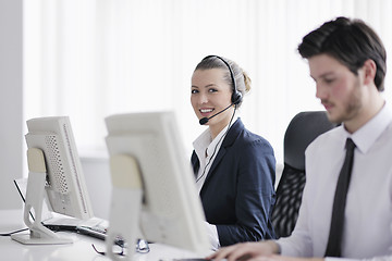 Image showing business people group working in customer and help desk office