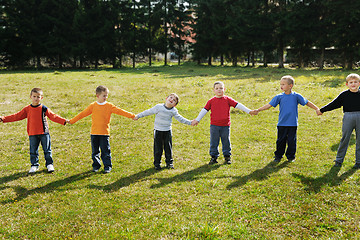 Image showing preschool  kids outdoor have fun