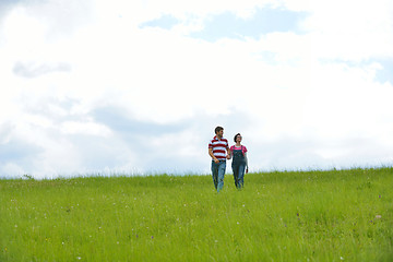 Image showing romantic young couple in love together outdoor