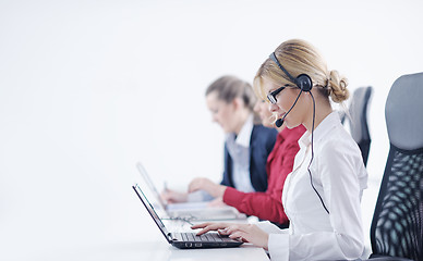 Image showing business woman group with headphones