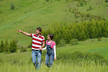 Image showing romantic young couple in love together outdoor