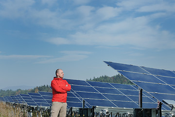 Image showing Male solar panel engineer at work place