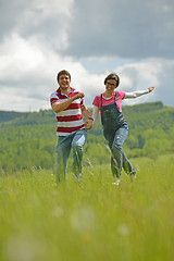 Image showing romantic young couple in love together outdoor