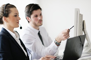 Image showing business people group working in customer and help desk office