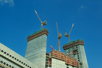 Image showing Construction site with crane