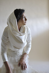 Image showing Portrait of a beautiful woman dressed as a bride