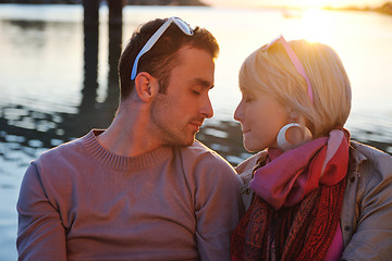 Image showing couple in love  have romantic time on boat