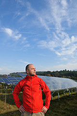 Image showing Male solar panel engineer at work place