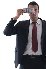 Image showing Business man holding money