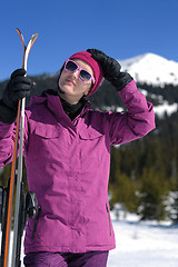 Image showing winter woman ski