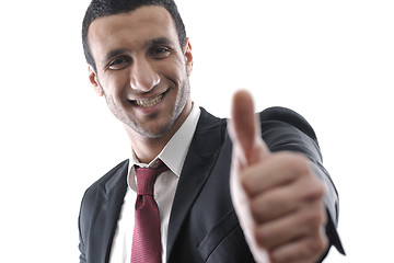 Image showing Businessmen making his thumb up saying OK