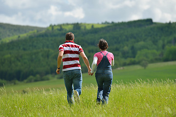 Image showing romantic young couple in love together outdoor