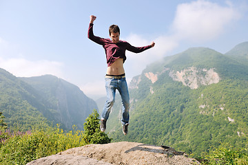 Image showing man jump in nature