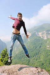 Image showing man jump in nature