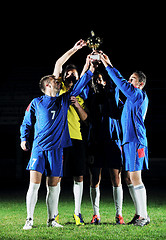 Image showing football players celebrating the victory