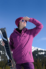 Image showing winter woman ski