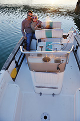 Image showing couple in love  have romantic time on boat