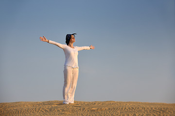Image showing woman relax in desert