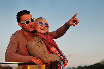 Image showing couple in love  have romantic time on boat