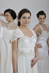 Image showing portrait of a three beautiful woman in wedding dress