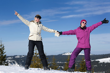 Image showing winter season fun with group of girls