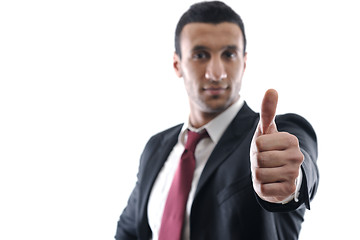 Image showing Businessmen making his thumb up saying OK