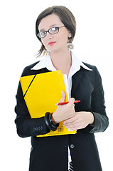 Image showing business woman hold papers and folder