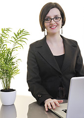 Image showing business woman working on laptop computer