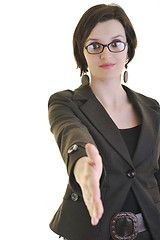 Image showing businesswoman handshake isolated