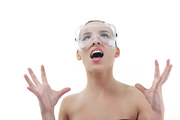 Image showing woman protection glasses