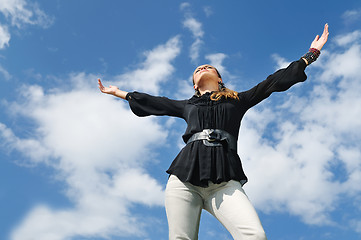 Image showing happy woman fashion outdoor 