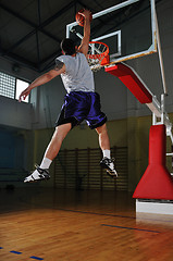 Image showing basket ball game player at sport hall