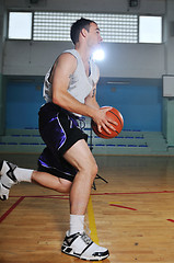 Image showing basket ball game player at sport hall