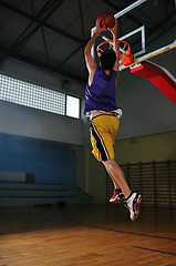 Image showing basket ball game player at sport hall