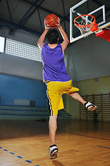 Image showing basket ball game player at sport hall