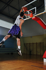 Image showing basket ball game player at sport hall