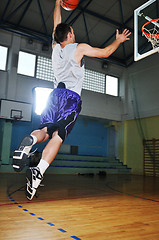 Image showing basket ball game player at sport hall