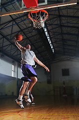 Image showing basket ball game player at sport hall