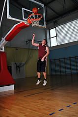 Image showing basket ball game player at sport hall