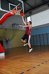 Image showing basket ball game player at sport hall