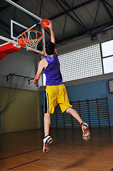 Image showing basket ball game player at sport hall