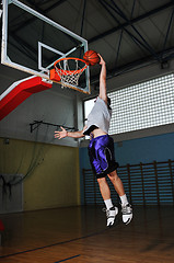 Image showing basket ball game player at sport hall