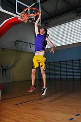 Image showing basket ball game player at sport hall