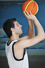 Image showing basket ball game player at sport hall