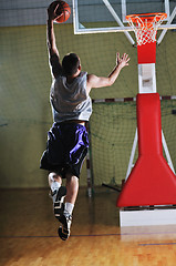 Image showing basket ball game player at sport hall