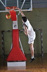 Image showing basket ball game player at sport hall